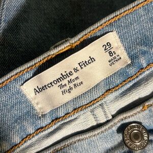 Abercrombie “mom jeans” size 29/8S medium to light wash with distressing